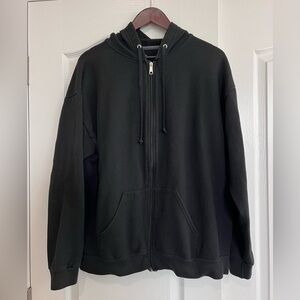 Fruit of the Loom Black Cotton Zip-Up Jacket Hoodie